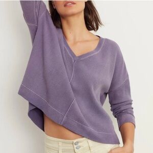 Anthropologie Lavender Waffle Knit Long Sleeve Top